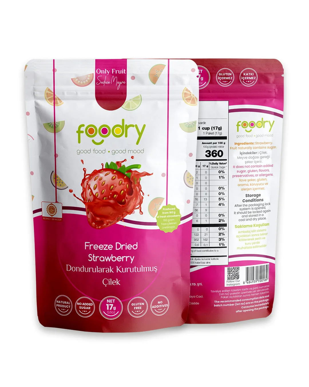 Dondurularak Kurutulmuş Çilek – Freeze Dry Çilek 17g | Katkısız Çıtır Meyve Atıştırmalığı