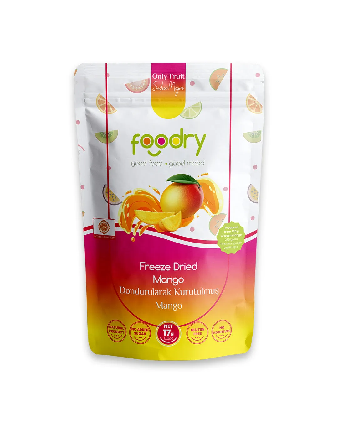Dondurularak Kurutulmuş Mango – Freeze Dry Mango 17g | Katkısız Çıtır Meyve Atıştırmalığı