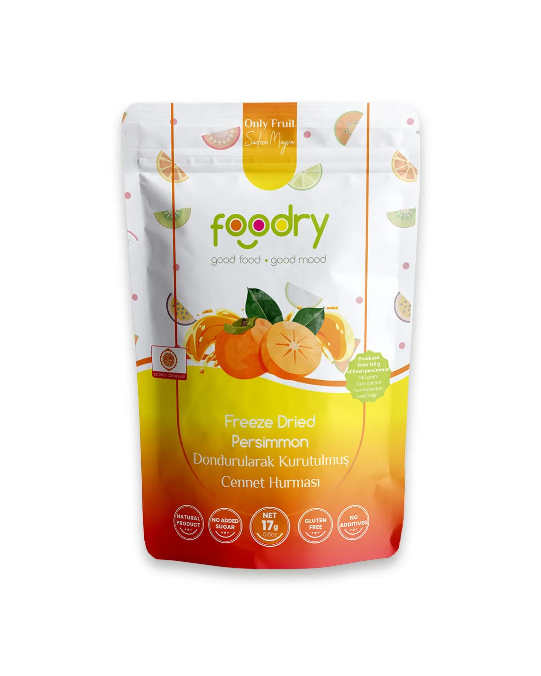 Dondurularak Kurutulmuş Cennet Hurması – Freeze Dry Cennet Hurması 17g | Katkısız Çıtır Meyve Atıştırmalığı