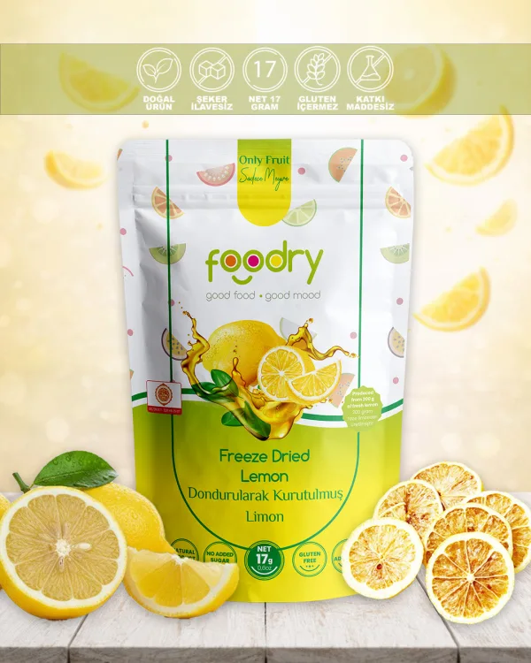 Dondurularak Kurutulmuş Limon – Freeze Dry Limon 17g | Katkısız Çıtır Meyve Atıştırmalığı