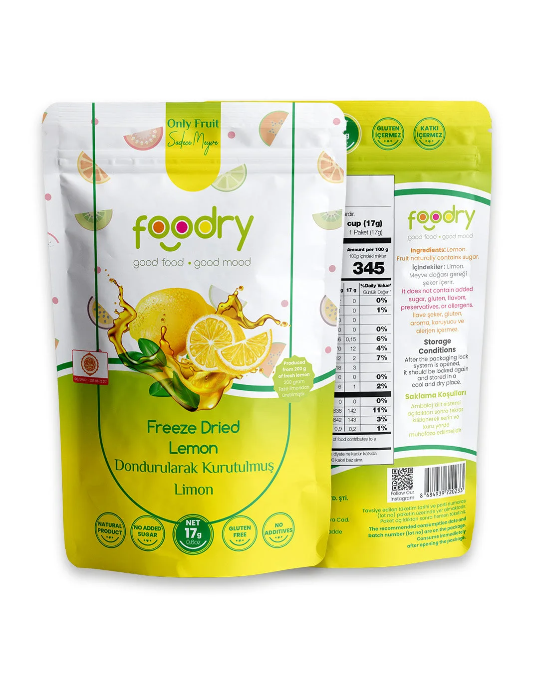 Dondurularak Kurutulmuş Limon – Freeze Dry Limon 17g | Katkısız Çıtır Meyve Atıştırmalığı