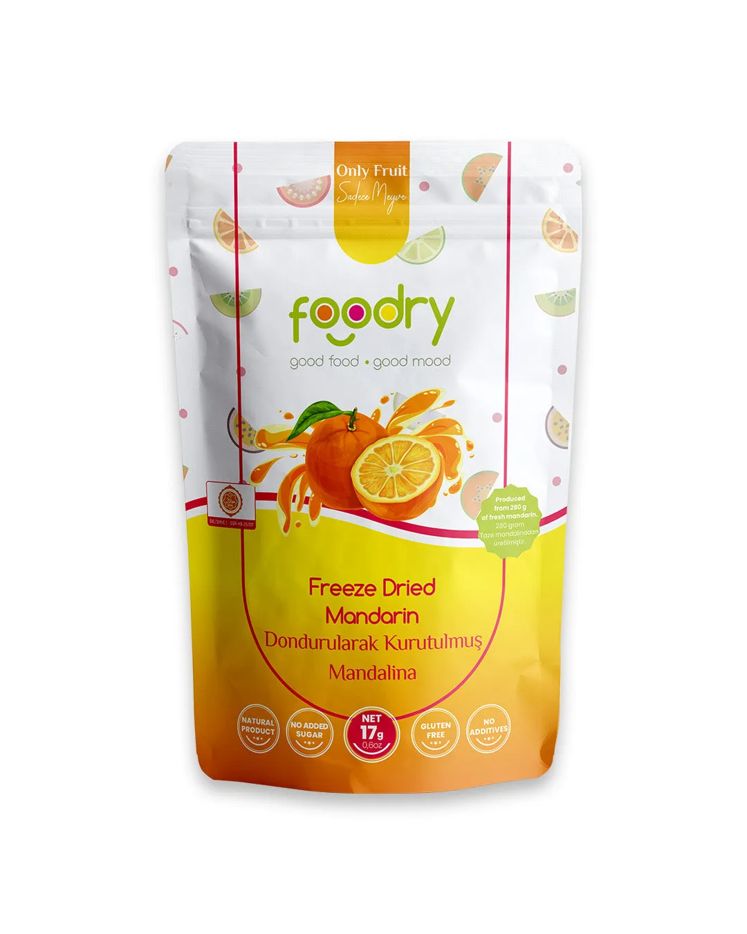 Dondurularak Kurutulmuş Mandalina – Freeze Dry Mandalina 17g | Katkısız Çıtır Meyve Atıştırmalığı