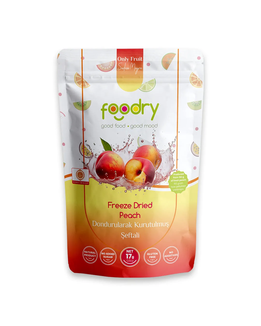 Dondurularak Kurutulmuş Şeftali – Freeze Dry Şeftali 17g | Katkısız Çıtır Meyve Atıştırmalığı