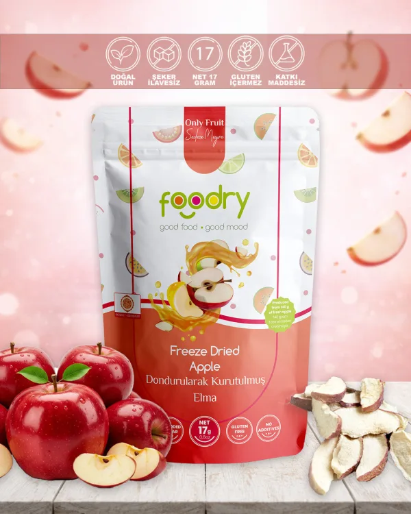 Dondurularak Kurutulmuş Elma – Freeze Dry Elma 17g | Katkısız Çıtır Meyve Atıştırmalığı