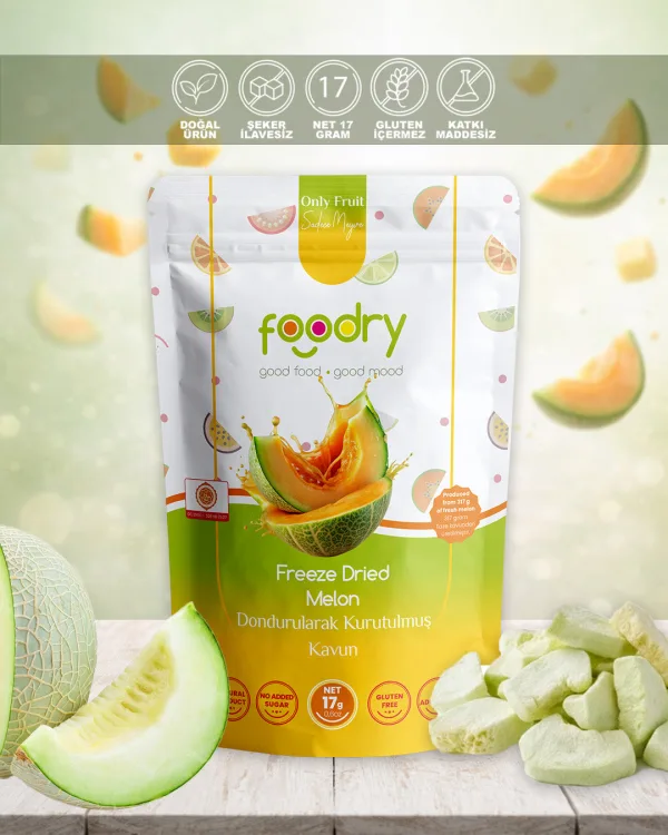 Dondurularak Kurutulmuş Kavun – Freeze Dry Kavun 17g | Katkısız Çıtır Meyve Atıştırmalığı
