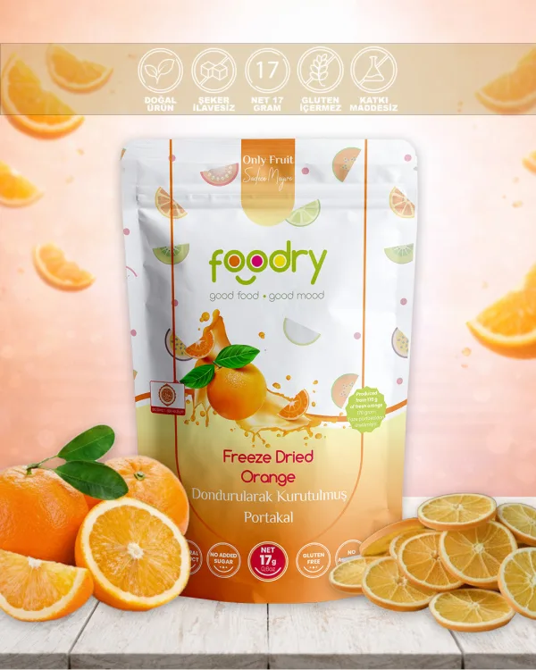 Dondurularak Kurutulmuş Portakal – Freeze Dry Portakal 17g | Katkısız Çıtır Meyve Atıştırmalığı