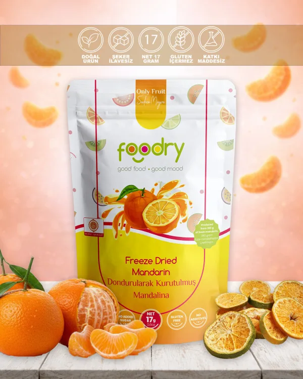 Dondurularak Kurutulmuş Mandalina – Freeze Dry Mandalina 17g | Katkısız Çıtır Meyve Atıştırmalığı